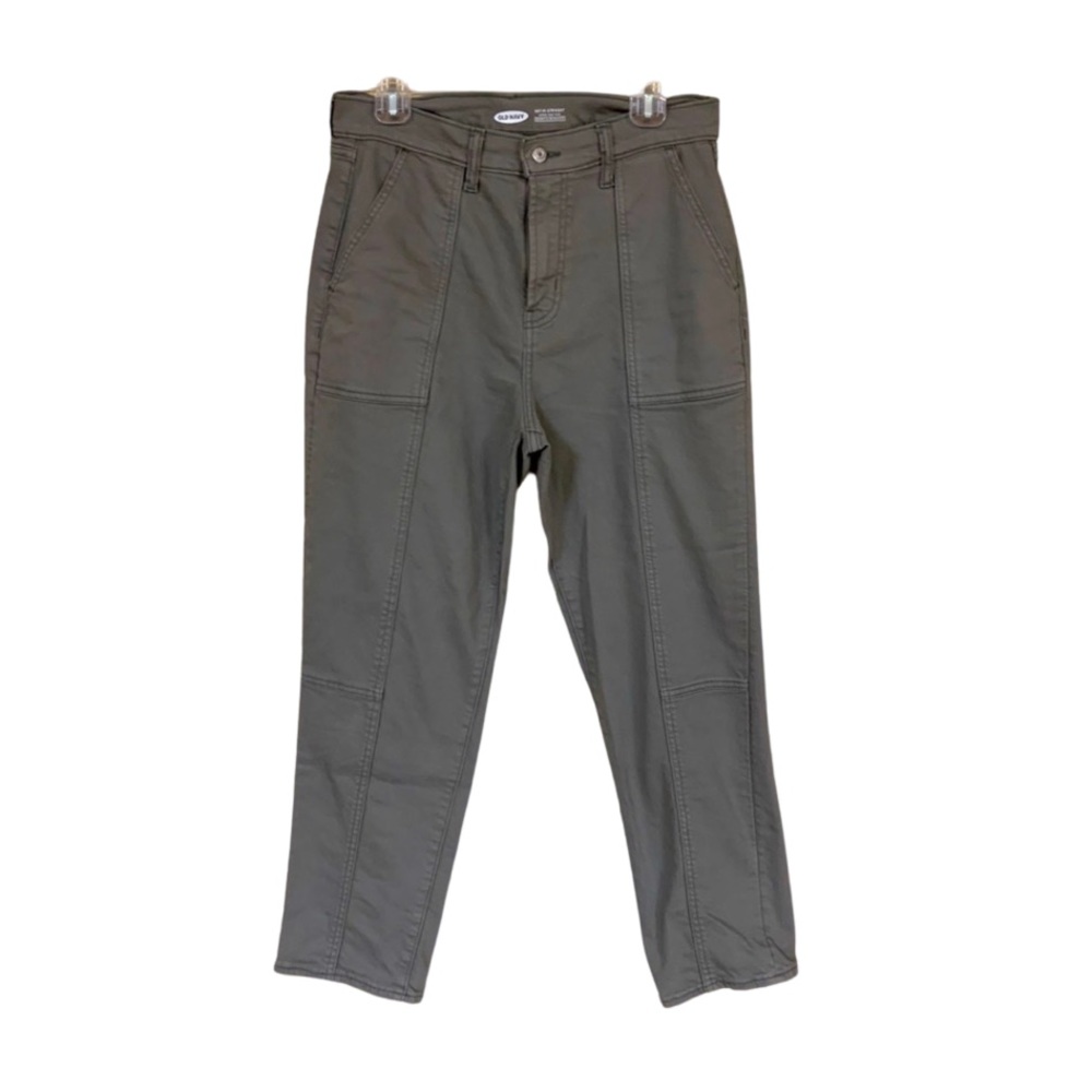OLD NAVY Women’s Greenish Gray Sky-Hi Straight Trouser Ankle Pants Jeans 10